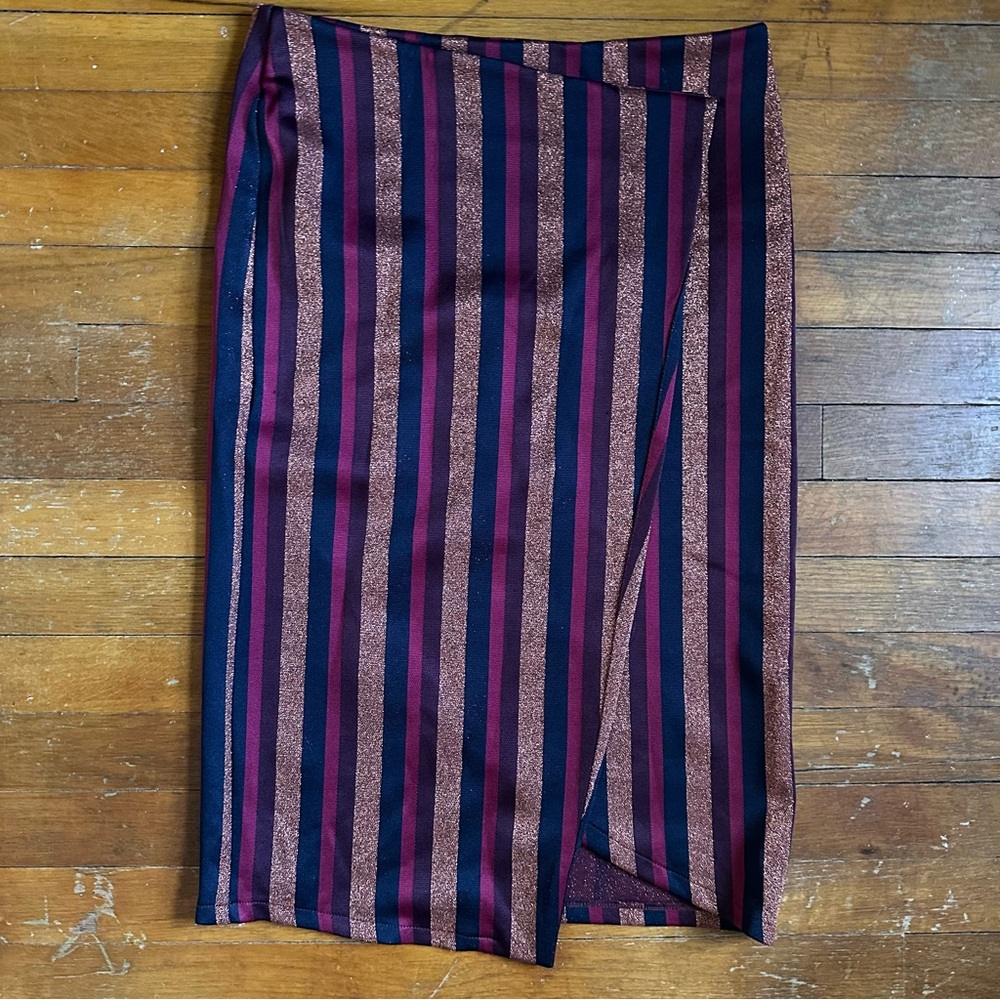 ZARA glittery striped midi skirt